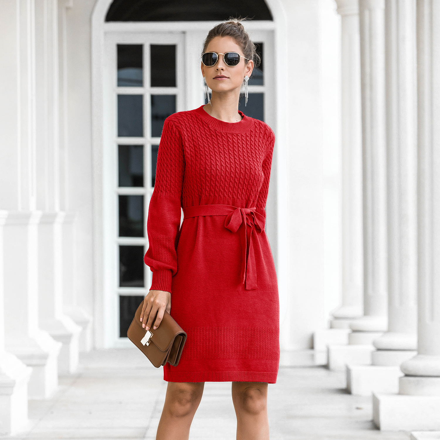 Hedging Twist Lantern Sleeve Dress, picture 7 of 9