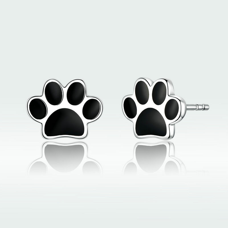 Sterling silver cute paw print earrings