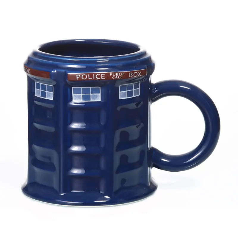 Police Box Ceramic Cup With Lid For Tea Coffee Mug - Round