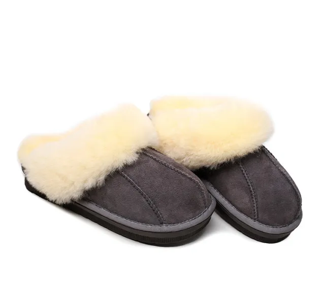 One piece Baotou hairy slippers Grey - Shop at LoveMi