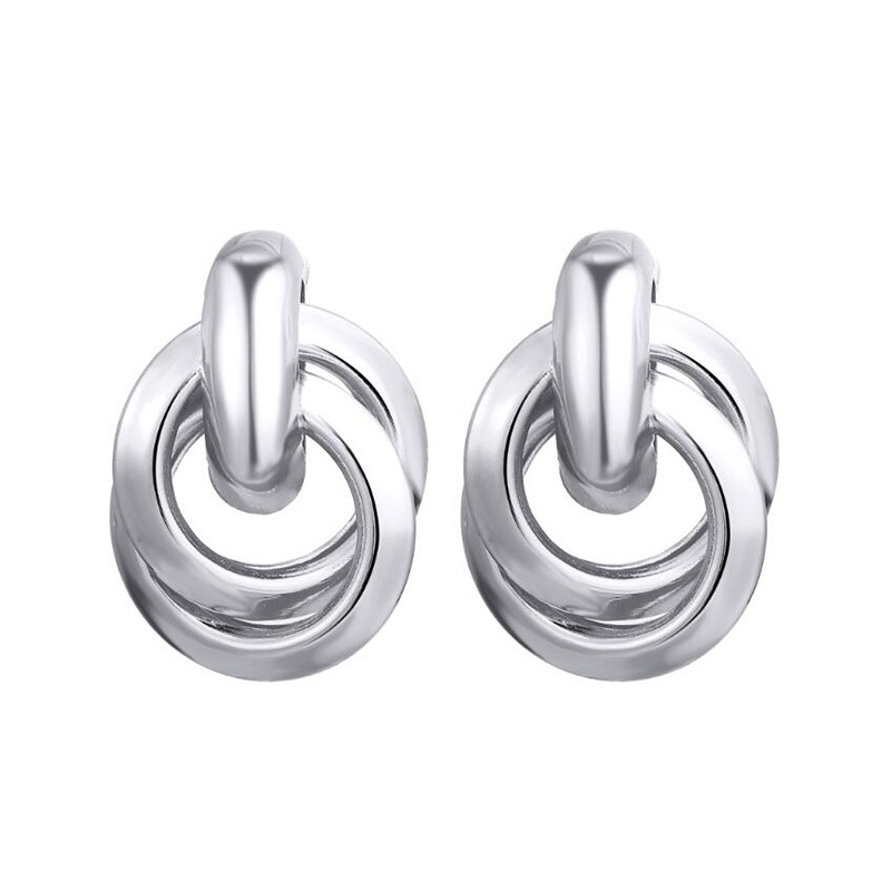 Simple double circle knotted earrings