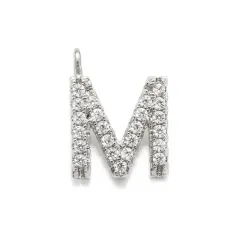 Letter pendant necklace - M Silver - View 1