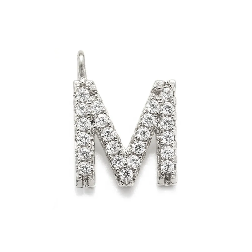 Letter pendant necklace - M Silver