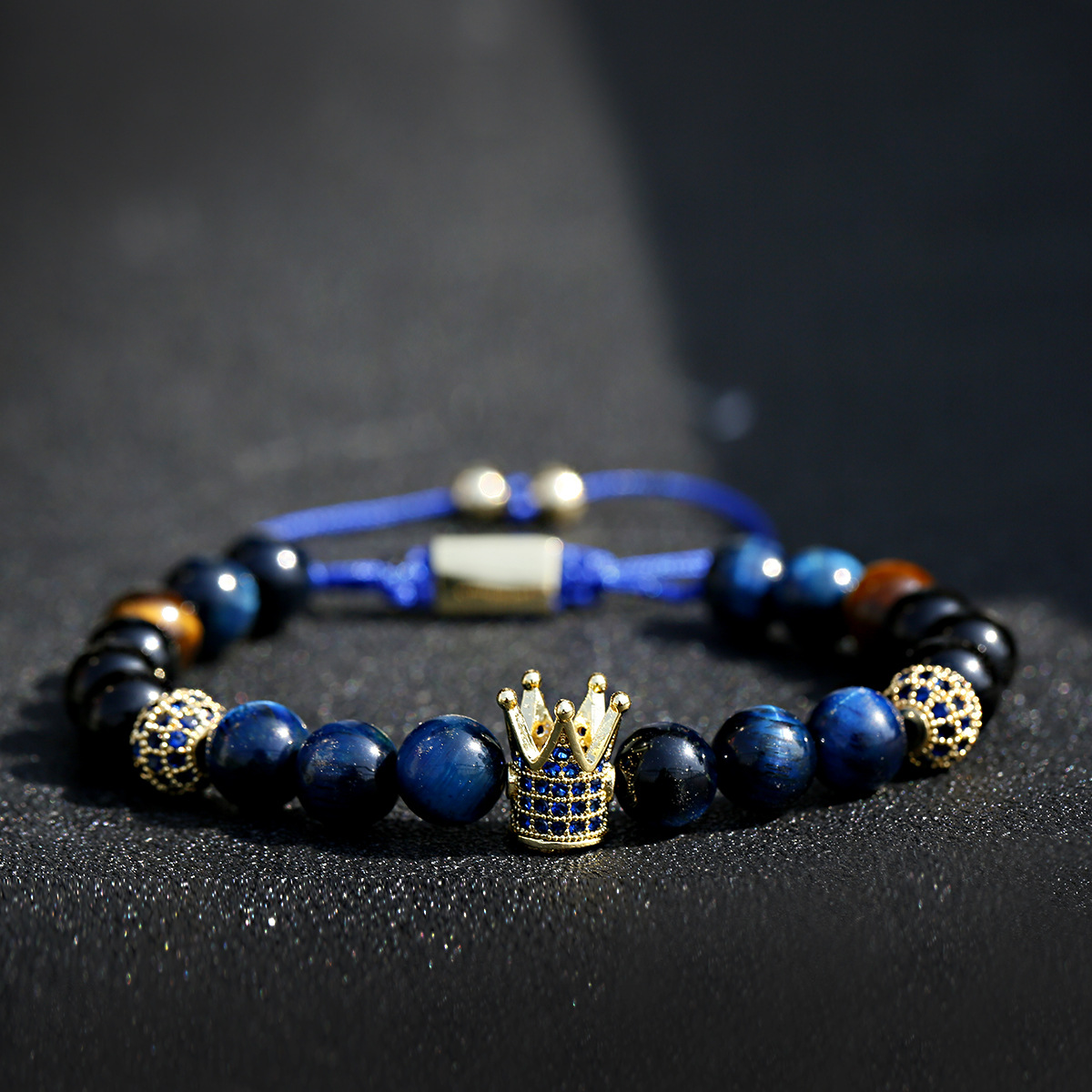 Micro-inlaid zircon round bead crown elastic stone bracelet