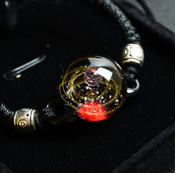 Cosmic starry sky glass ball bracelet gold wire