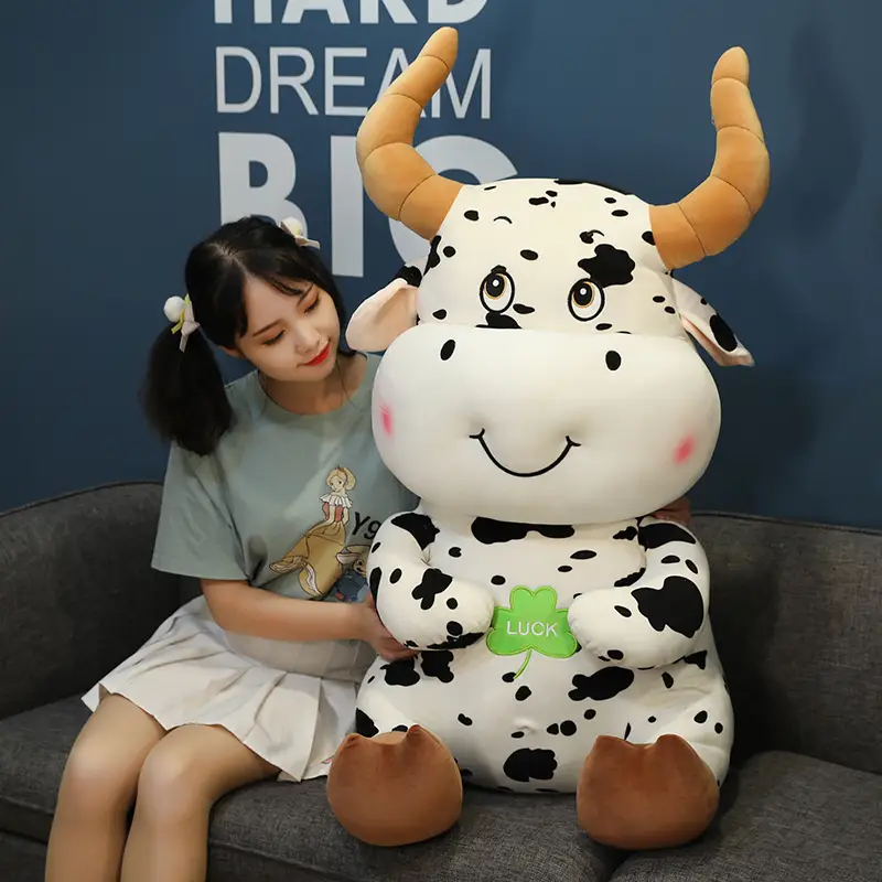 Soft cute four-leaf clover calf plush toy