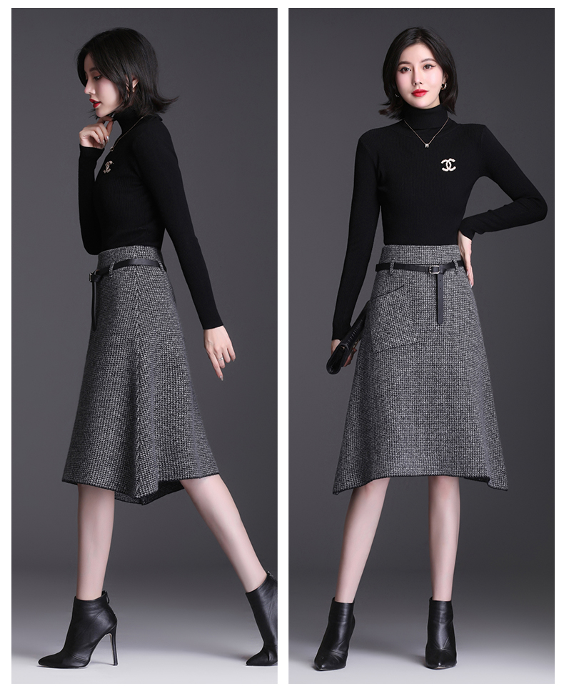 Retro irregular a-line skirt bag hip skirt
