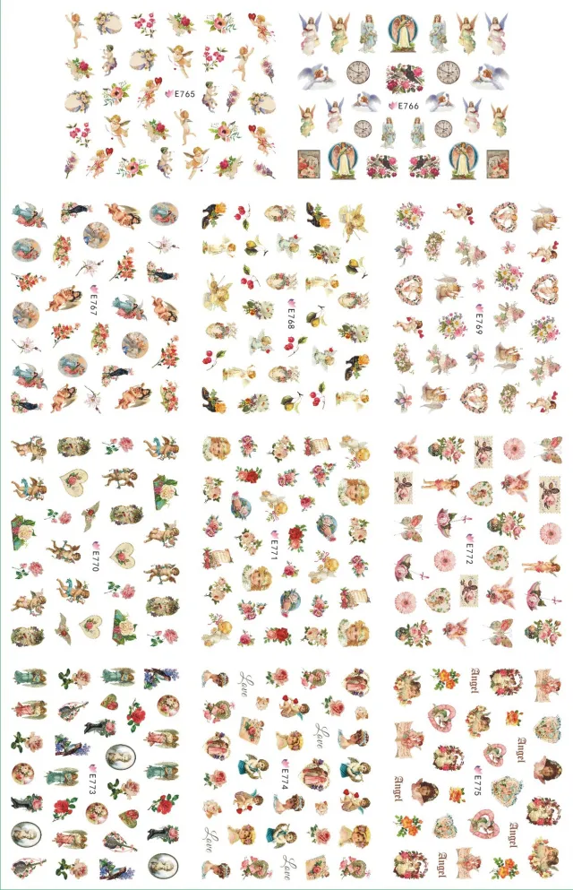 Download main imagesDownload description images11 paquets/LOT NAIL ART 3D SIMULATION dos adhésif ongle autocollant dieu père ange bébé ROSE fleur E... E765And775 - Shop at LoveMi