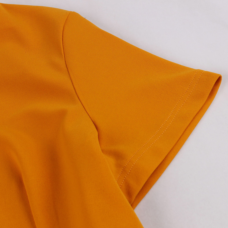 Mid-length dress with belt