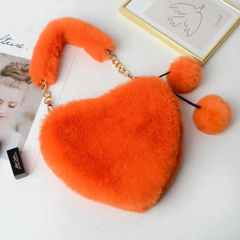 Plush heart-shaped bag - Orange