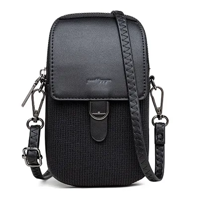 Vertical mobile phone shoulder bag - Black