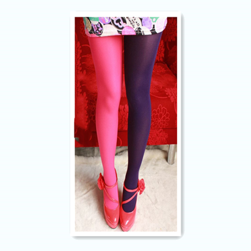 Two tone stitching bottoming pantyhose Red - Shop at LoveMi