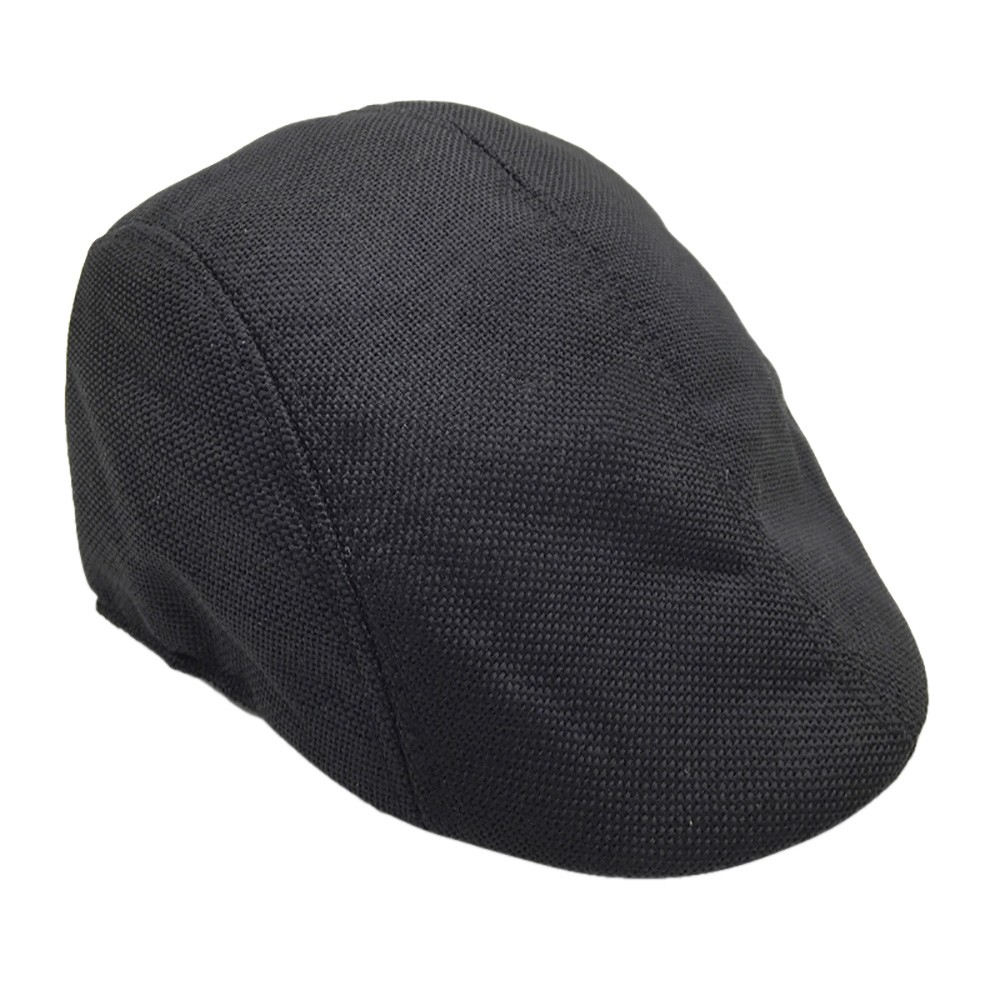 Linen British Beret in Black