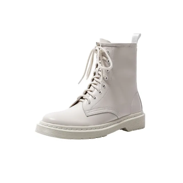 new British round head lace up Martin boots White - Shop at LoveMi