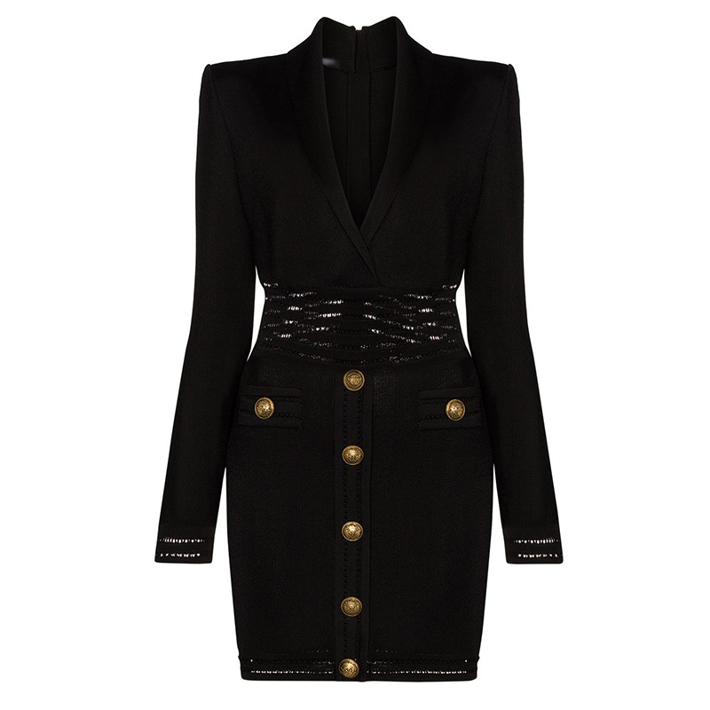 Fall slim mid length V-neck French retro hip skirt