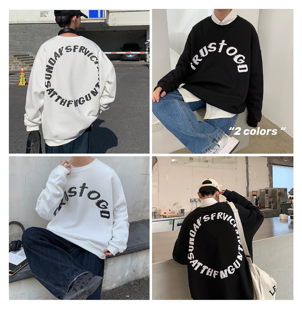 Letter print street crew neck sweatshirt