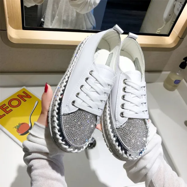 Fashion all match sneakers flat leather fairy shoes White - Shop at LoveMi