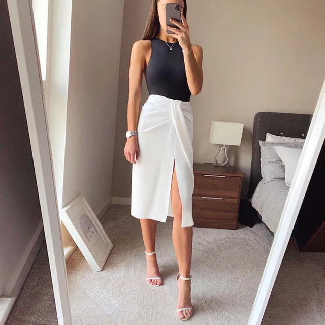 Chiffon high waist skir White - Shop at LoveMi