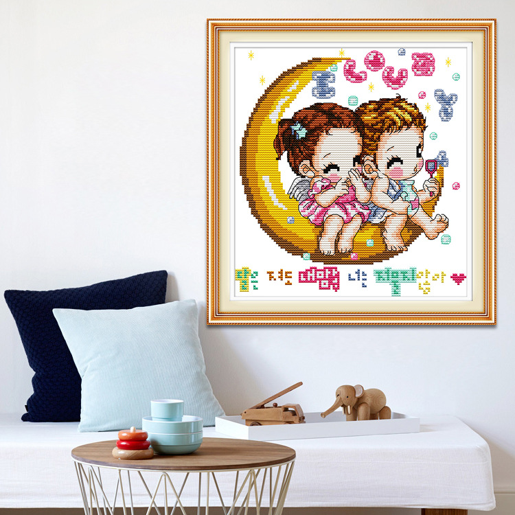 Moon cartoon embroidery painting — image 1