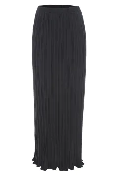Chiffon pleated double flared skirt - Black - View 1