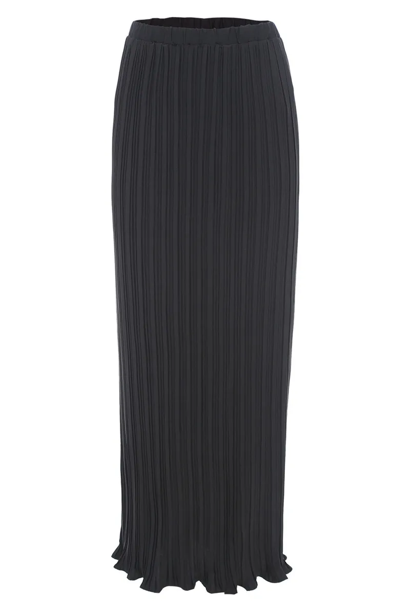 Chiffon pleated double flared skirt - Black