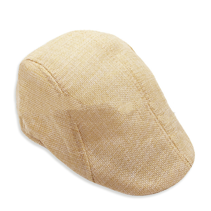 Linen British Beret in Beige