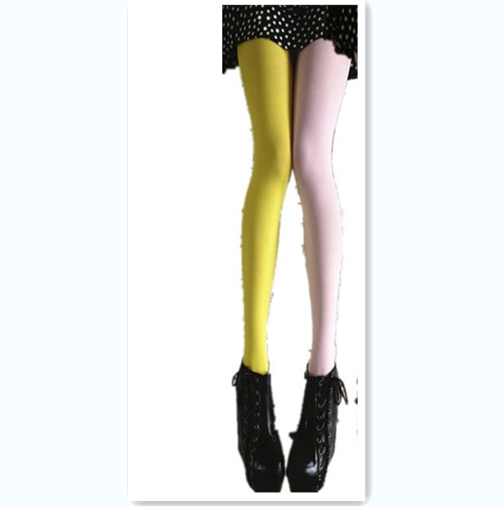 Two tone stitching bottoming pantyhose Yellow - Shop at LoveMi