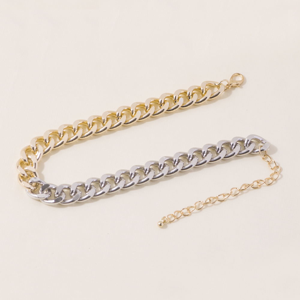 Simple gold and silver two-tone necklace