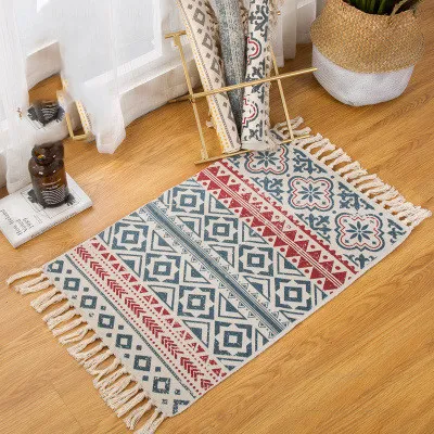 Bohemian style American carpet floor mat - Red