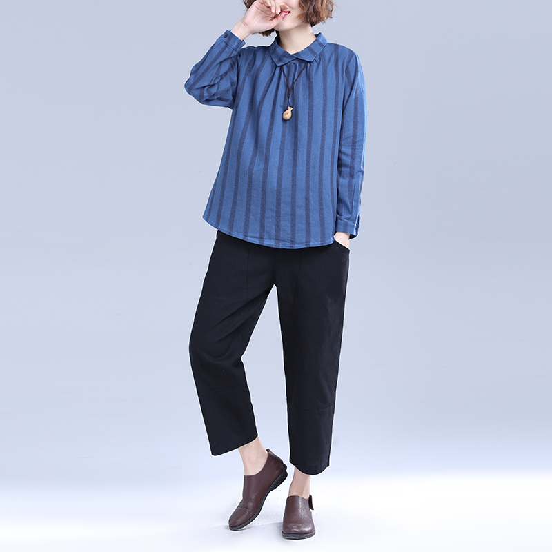 Slim Suit Plus Size Loose Striped Top Casual Pants Two-Piece Suit
