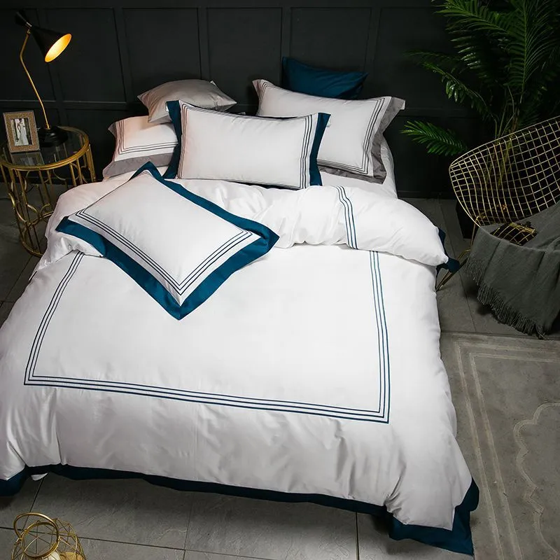 White four-piece hotel bedding cotton pure cotton European-style - T