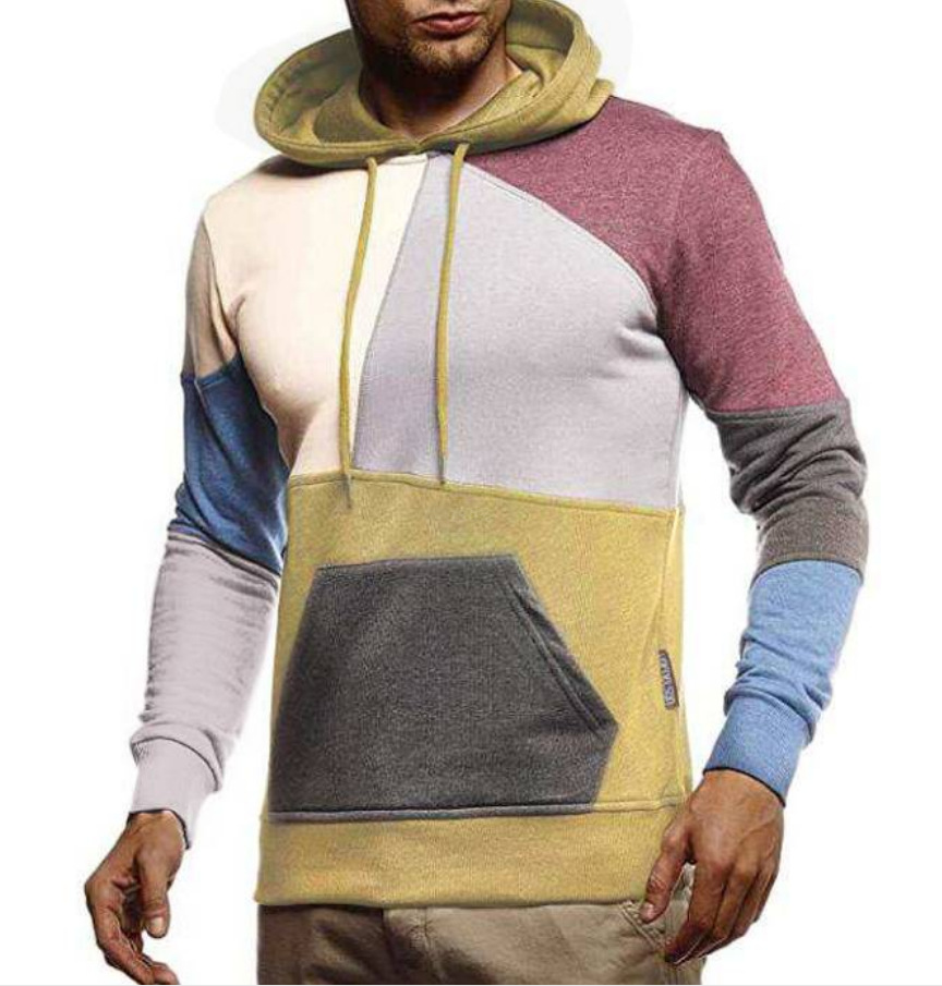 Color Block Men And Women Pullover Hooded Casual Sweater