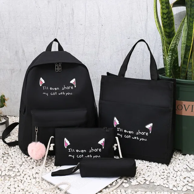 Schoolbag Female Large Capacity Waterproof Korean Version Black - Shop at LoveMi