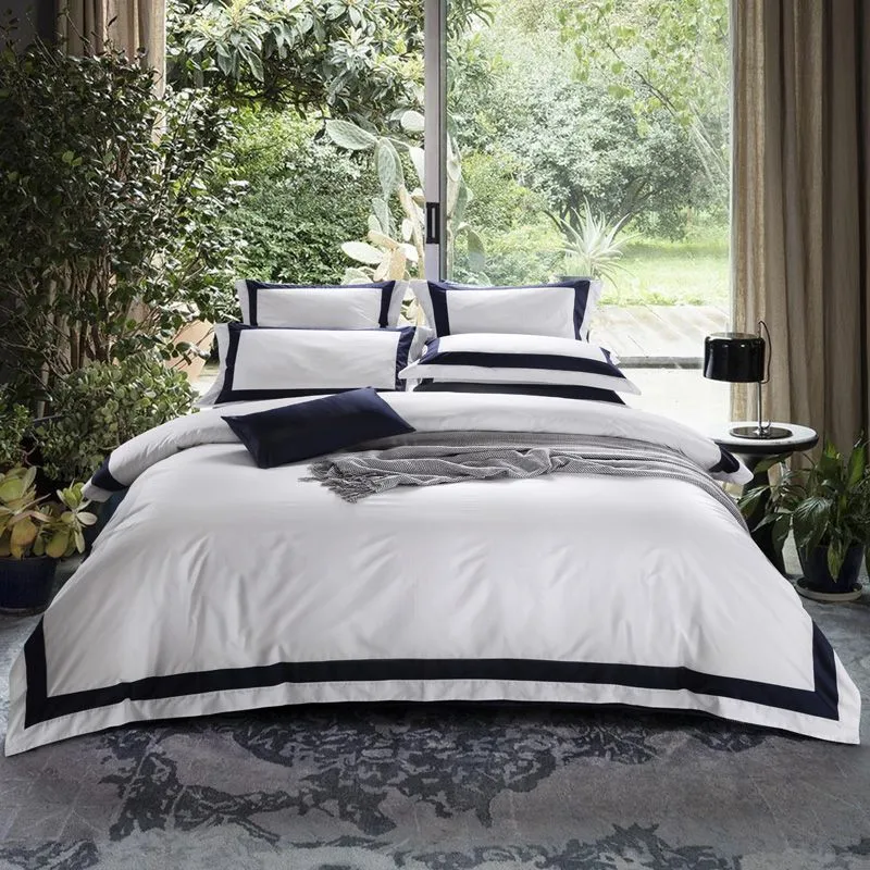 White four-piece hotel bedding cotton pure cotton European-style - H