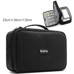 Digital Storage Bag Double Layer Large Capacity Multifunctional Oxford Cloth Waterproof U Disk Portable Multifunctional Digital Bag - Black - View 1