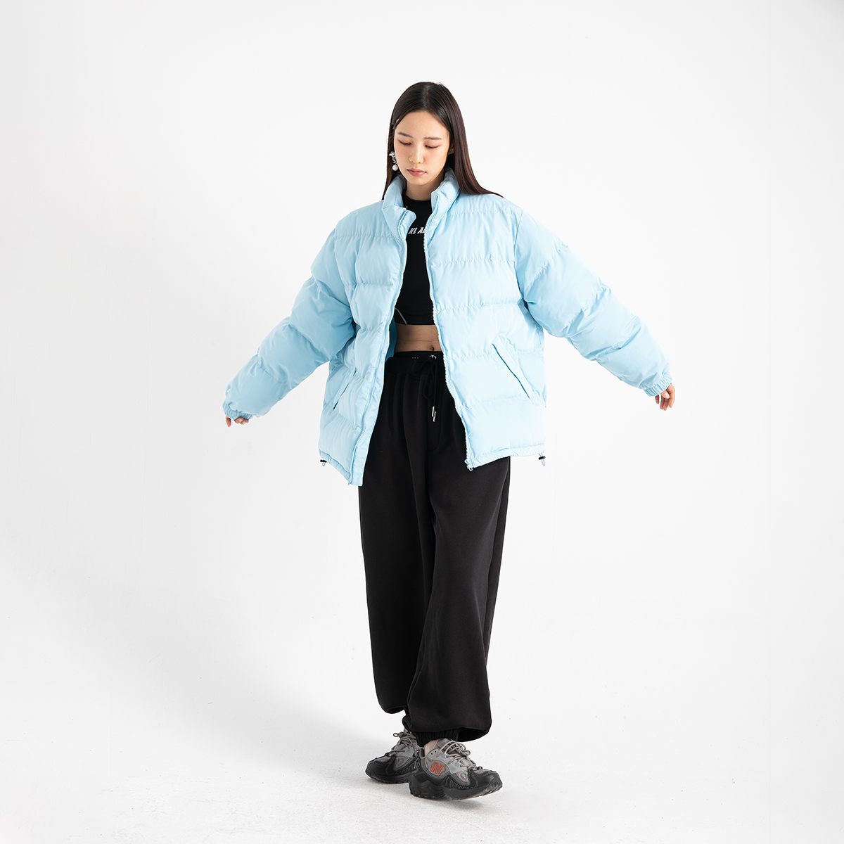 FUNKYFUN Stand-up Collar Warm Solid Color Bread Suit