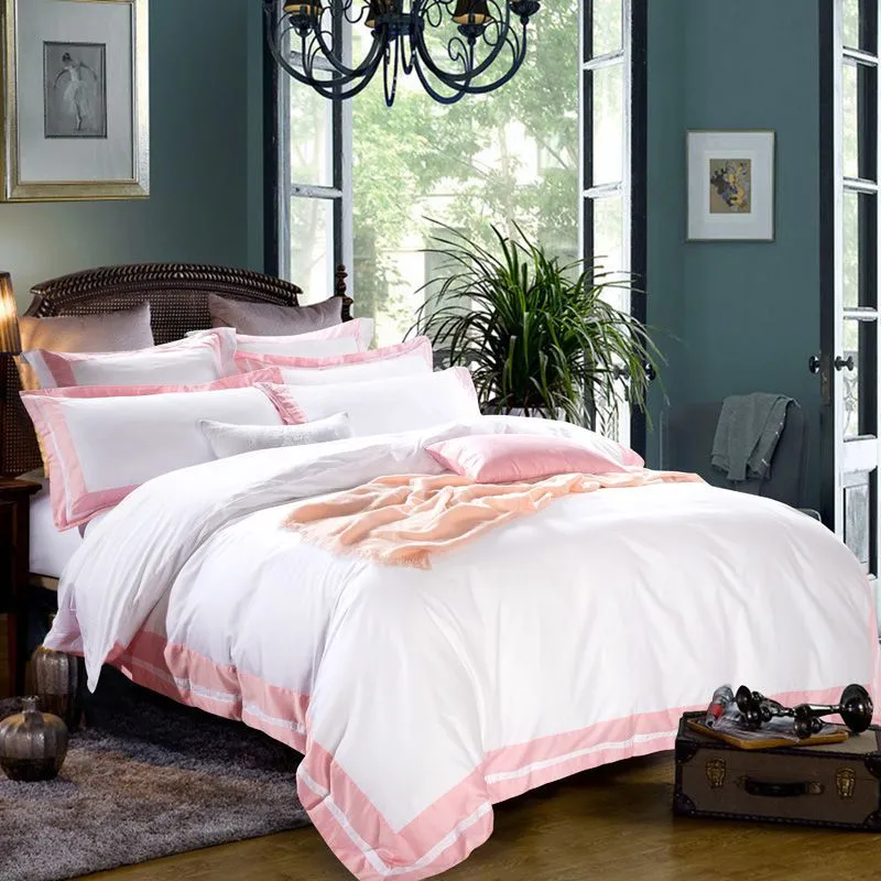 White four-piece hotel bedding cotton pure cotton European-style - O