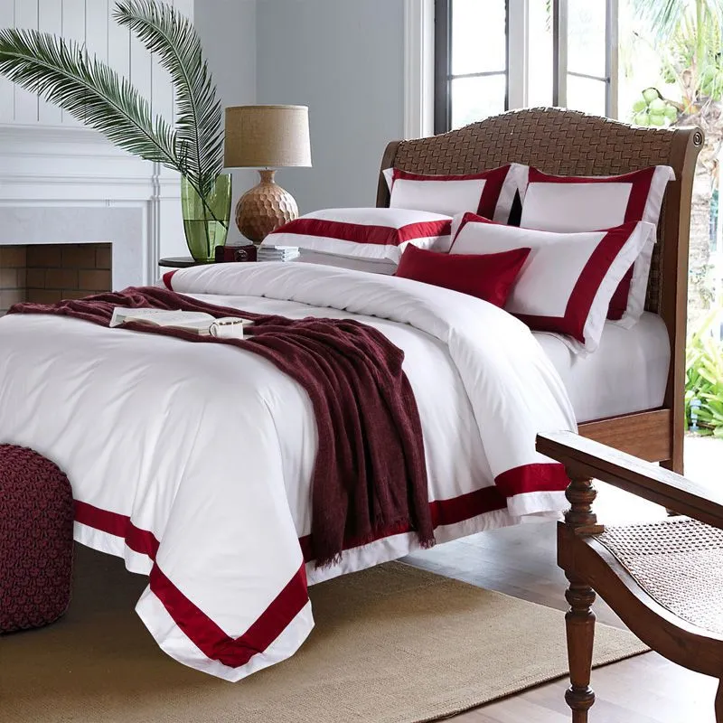 White four-piece hotel bedding cotton pure cotton European-style - I