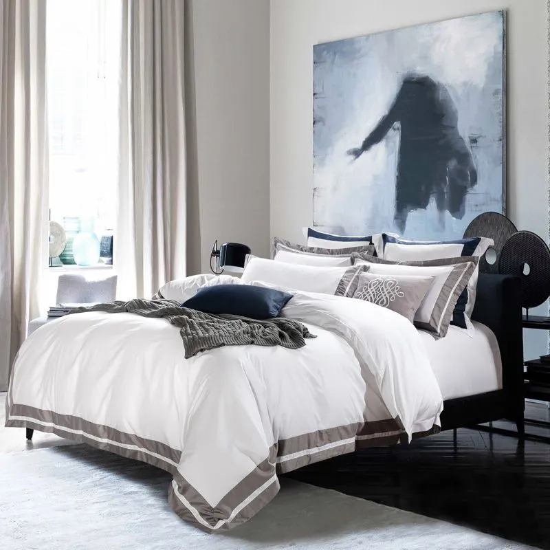 White four-piece hotel bedding cotton pure cotton European-style - N