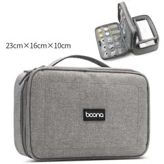 Digital Storage Bag Double Layer Large Capacity Multifunctional Oxford Cloth Waterproof U Disk Portable Multifunctional Digital Bag - Grey - View 1