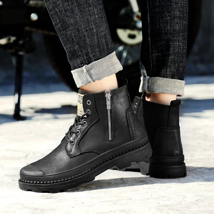 All-Match Comfortable Rubber Sole Side Zipper Large Size Martin Boots