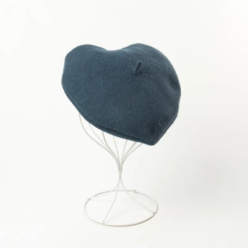 Europe and America Heart-Shaped Beret - Blue