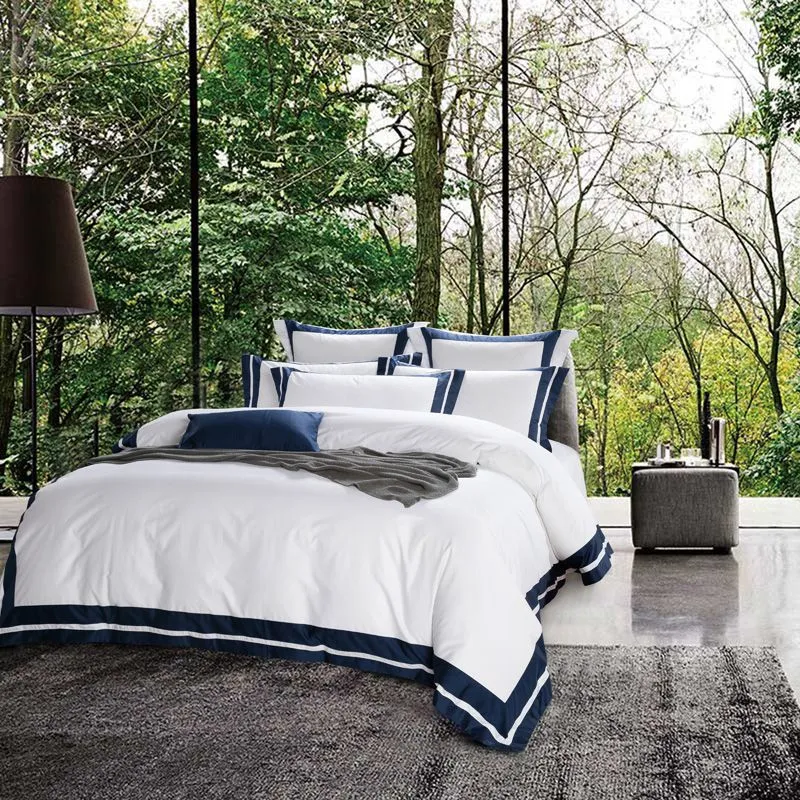 White four-piece hotel bedding cotton pure cotton European-style - P