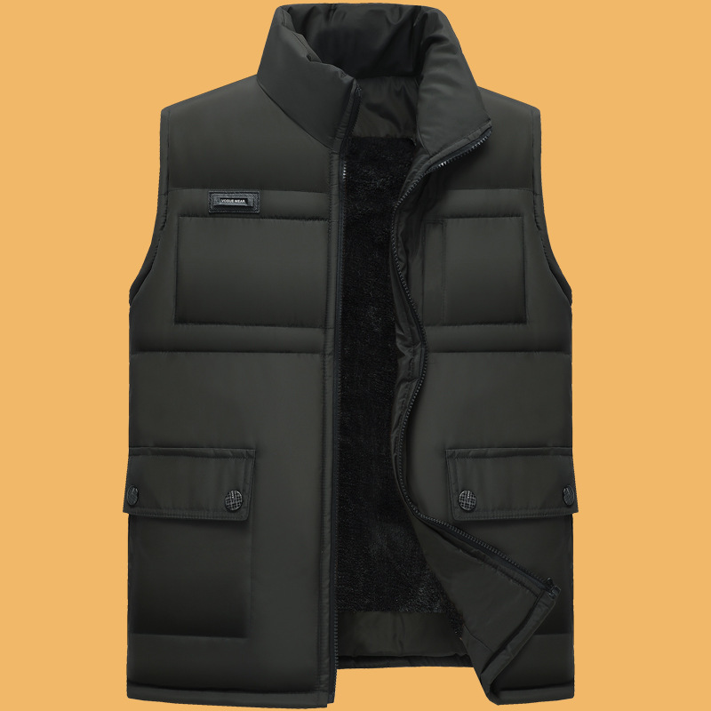 Vest Plus Velvet Thick Down Cotton Vest Middle-Aged