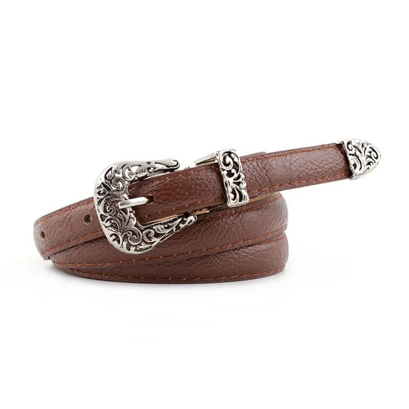 Alloy pin buckle Fashion Hundred Matching Dress Decoration Belt - Coffee