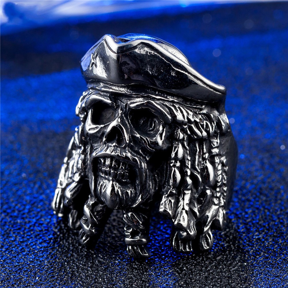 Men's Titanium Steel Skull Captain Ring Pirates