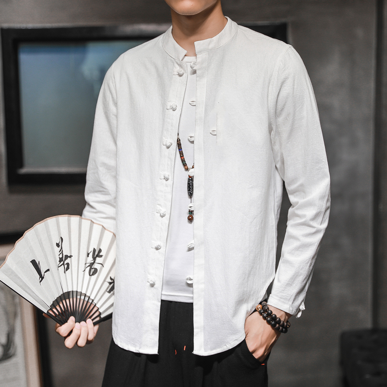 Chinese Style Tang Suit Retro National Ti0de Buttoned Shirt