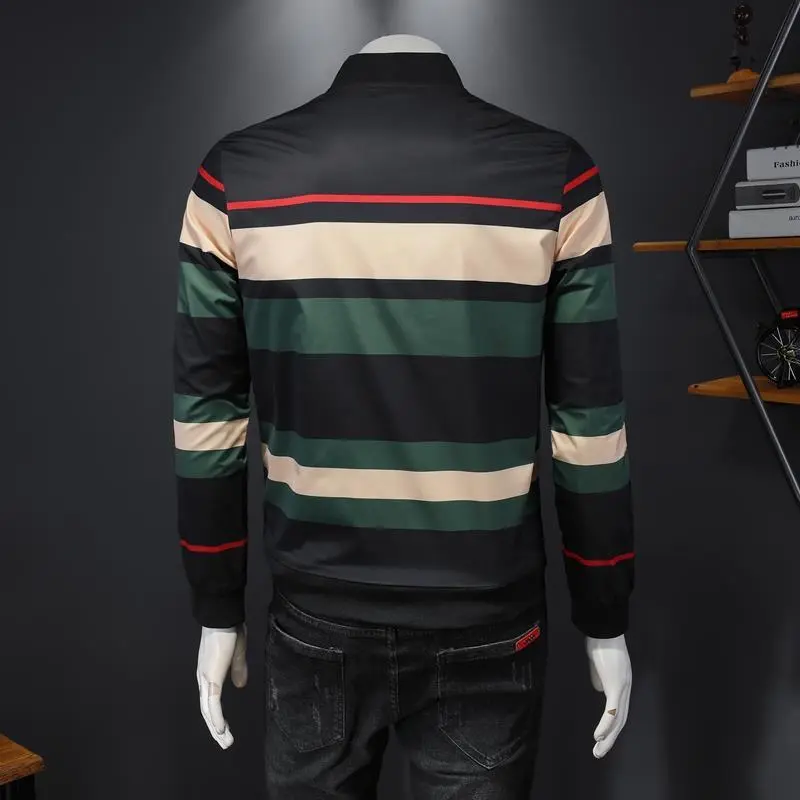 Contrast Striped Jacket Casual Men's Thin Jacket