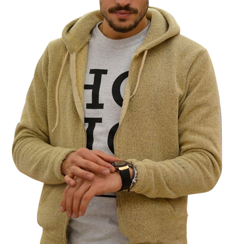 Men's Solid Color Zipper Hooded Jacket Jacket