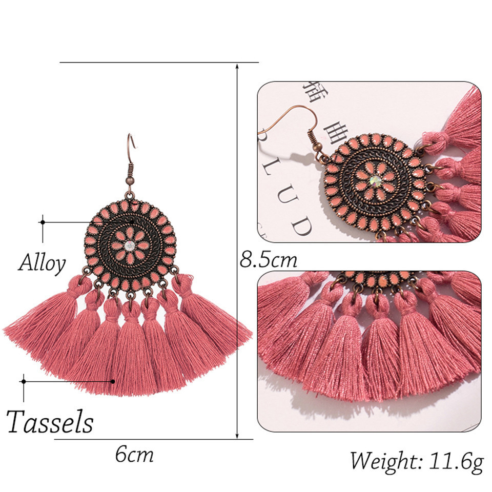 Fabric Tassel Large Version Sunflower Earrings